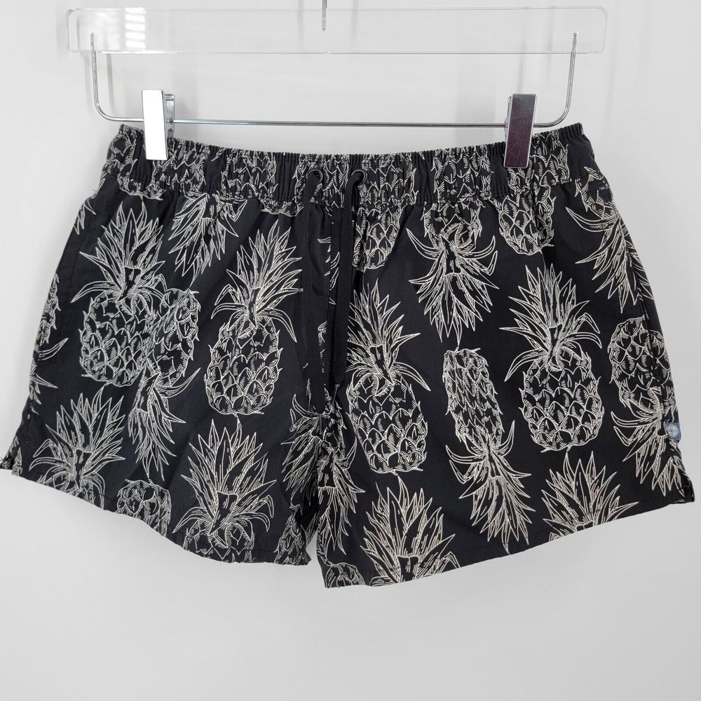 Lauren James Shorts Womens Small Pineapple Print Pull On Black White
